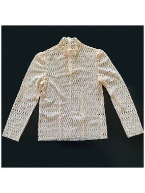 Philosophy Di Lorenzo Serafini Size 2 Sheer Lace Blouse Long Sleeve